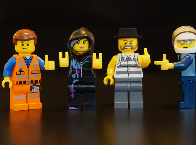 4 Custom Hands for Lego - Left set in Yellow Processed Versatile Plastic