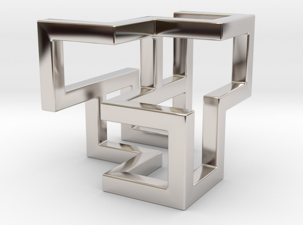 Cube Frame Pendant in Platinum
