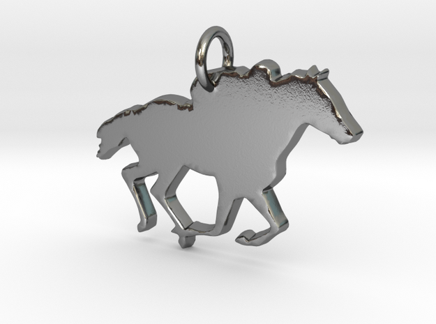 Horse Pendant in Polished Silver