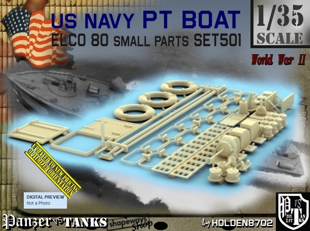 1/35 PT Boat Small Parts Set501 in Tan Fine Detail Plastic