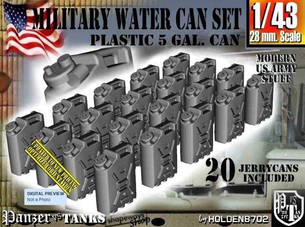 1/43 Military Water Can Set301 in Smooth Fine Detail Plastic