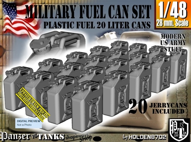 1/48 Military Fuel Can Set201 in Smooth Fine Detail Plastic