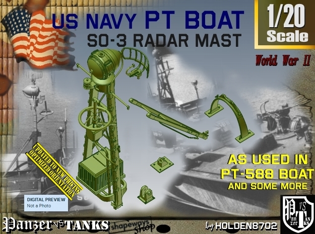 1/20 PT-588 SO-3 Radar Mast Set003 in Tan Fine Detail Plastic