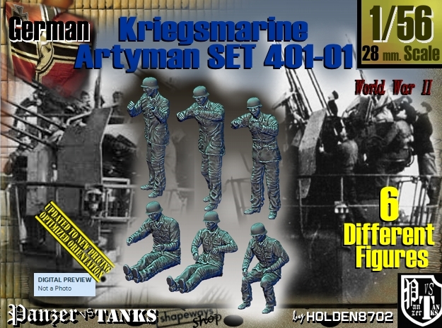 1/56 Kriegsmarine Artyman Set401-01 in Tan Fine Detail Plastic
