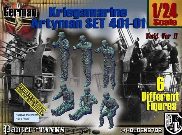 1/24 Kriegsmarine Artyman Set401-01 in White Natural Versatile Plastic