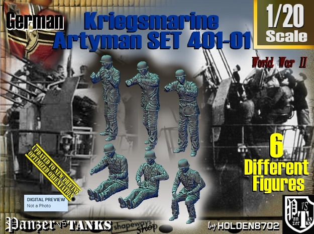 1/20 Kriegsmarine Artyman Set401-01 in White Natural Versatile Plastic