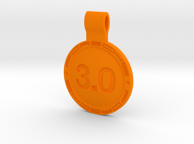 Key ring Porsche 3.0 liters in Orange Processed Versatile Plastic