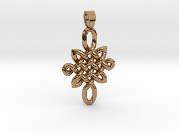 Double celtic knot [pendant] in Polished Brass