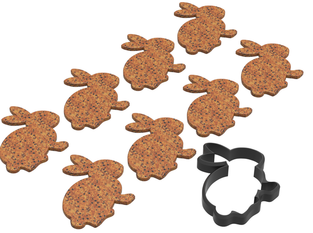 Bunny Shape Cookie Cutter Stamp 1 in Black Natural Versatile Plastic
