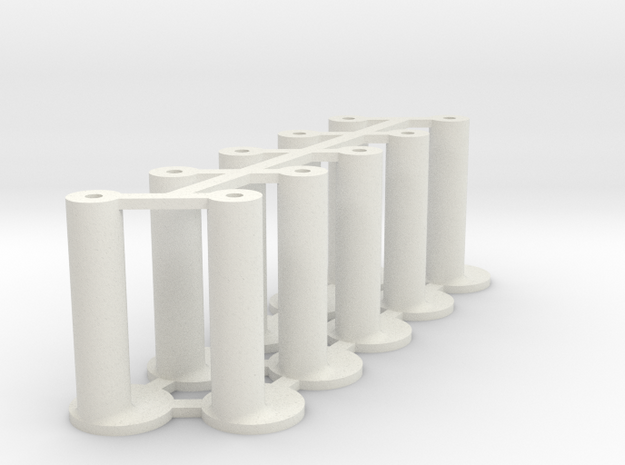 Slot Car universal body mounting posts OFFSET in White Natural Versatile Plastic