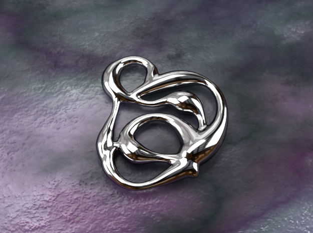 swirl pedant in Polished Silver
