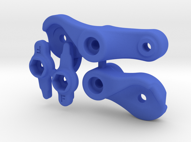 Vaterra Twin Hammers / GCM Plate Bell Crank Kit in Blue Processed Versatile Plastic