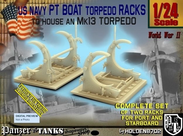 1/24 PT Torpedo Rack TypC in Tan Fine Detail Plastic