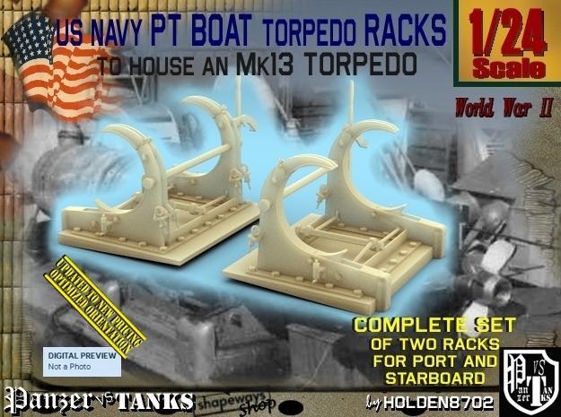 1/24 PT Torpedo Rack TypD in Tan Fine Detail Plastic