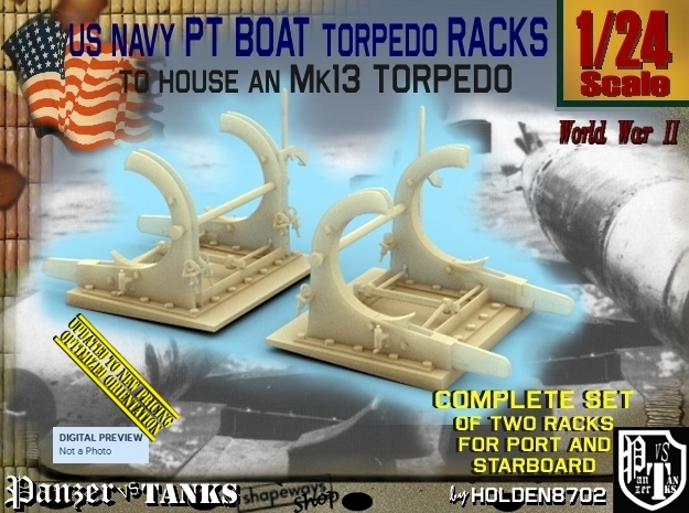 1/24 PT Torpedo Rack TypF in Tan Fine Detail Plastic