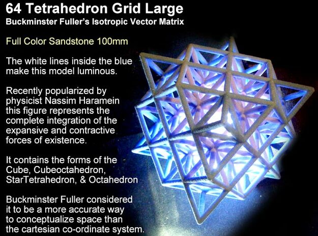 64 Tetrahedron Grid 10cm Isotropic Vector Matrix in Full Color Sandstone