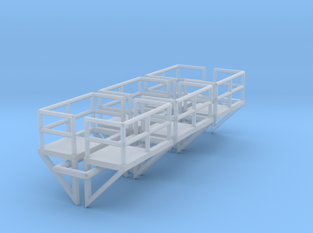 N Scale Cage Ladder Platform L+R 6pc in Tan Fine Detail Plastic