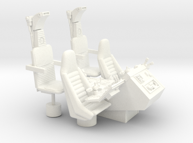 1/12 COCKPIT CONSOLE SEATS in White Processed Versatile Plastic