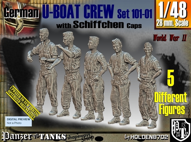 1/48 German U-Boot Crew Set101-01 in Tan Fine Detail Plastic
