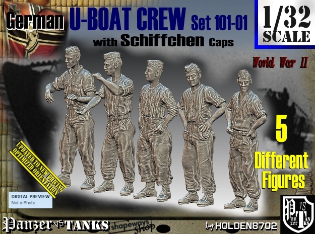 1/32 German U-Boot Crew Set101-01 in Tan Fine Detail Plastic
