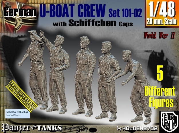 1/48 German U-Boot Crew Set101-02 in Tan Fine Detail Plastic