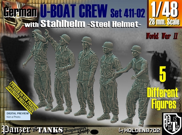 1/48 German U-Boot Crew Set411-02 in Tan Fine Detail Plastic