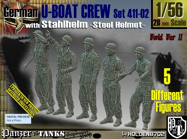 1/56 German U-Boot Crew Set411-02 in Tan Fine Detail Plastic