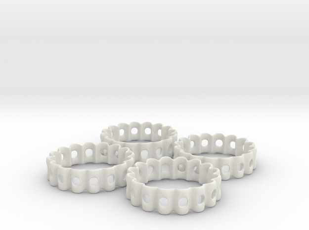 Crinkled Napkin Rings (4) in White Natural Versatile Plastic