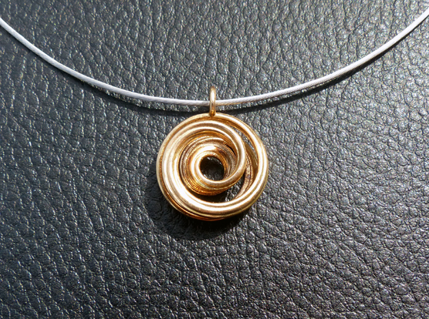 Single Strand Spiral Mobius Pendant in Polished Bronze