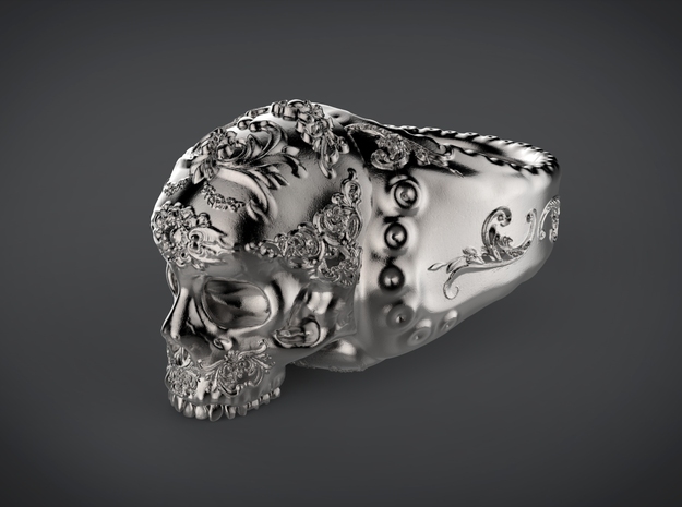 Skull in Polished and Bronzed Black Steel: 5 / 49