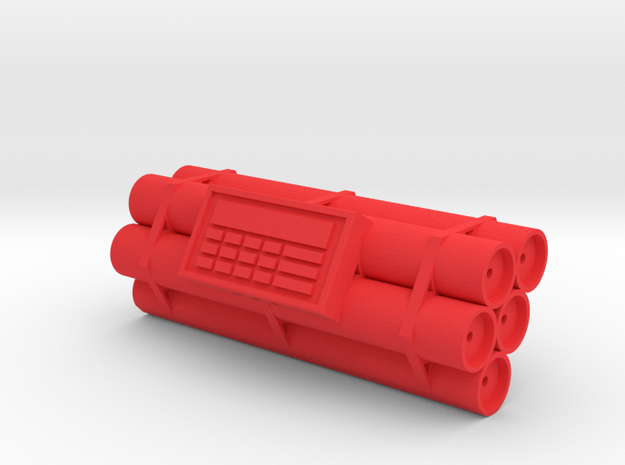  TNT dynamite bomb - 5 sticks - 1:2 scale in Red Processed Versatile Plastic