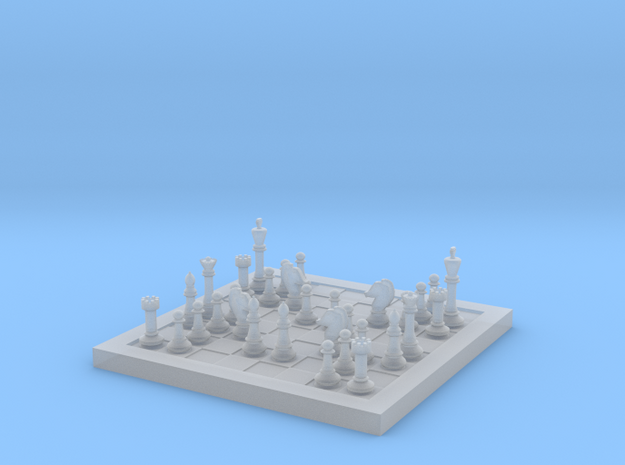 1/18 Scale Chess Board Mid-game (v01) in Tan Fine Detail Plastic
