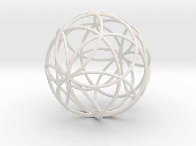 3D 100mm Orb of Life (3D Seed of Life)  in White Natural Versatile Plastic