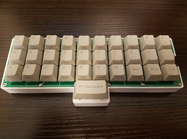 Gherkin (Ortholinear Keyboard) Spacebar Case in White Natural Versatile Plastic: Large