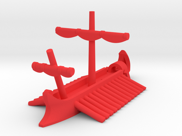 1/1200 Roman Pentaconter Bireme Game Pieces in Red Processed Versatile Plastic: Extra Small