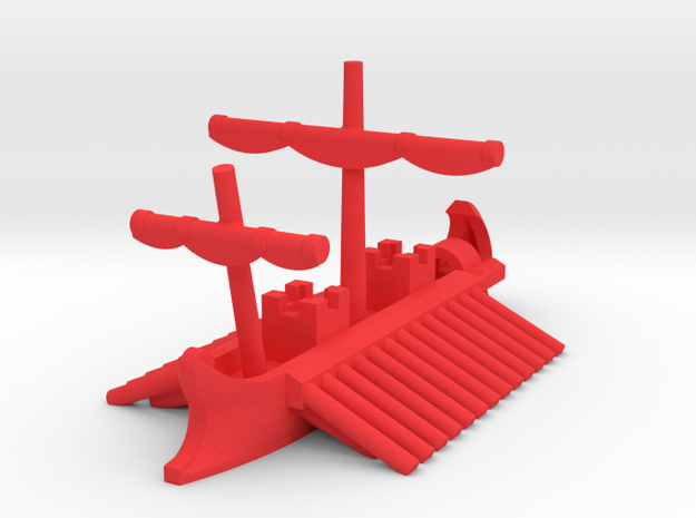 1/1200 Roman Tower Trireme Game Pieces in Red Processed Versatile Plastic: Extra Small