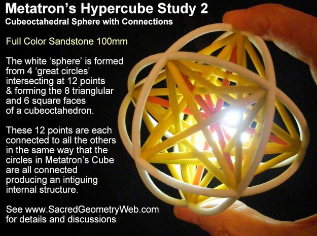 80mm Metatrons Cubeoctaheral Sphere variation in Full Color Sandstone