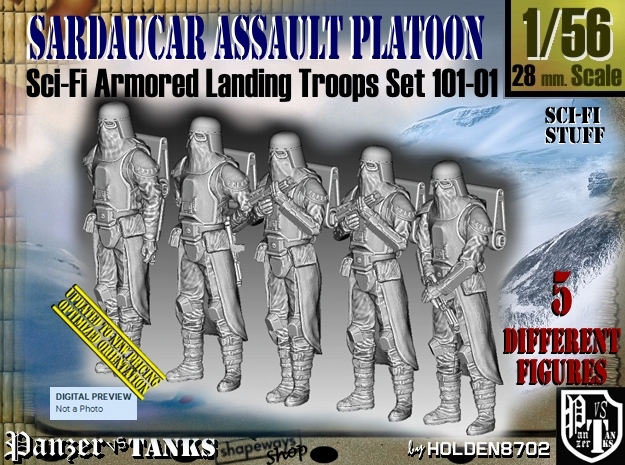 1/56 Sci-Fi Sardaucar Platoon Set 101-01 in Tan Fine Detail Plastic