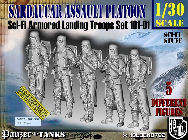 1/30 Sci-Fi Sardaucar Platoon Set 101-01 in White Natural Versatile Plastic