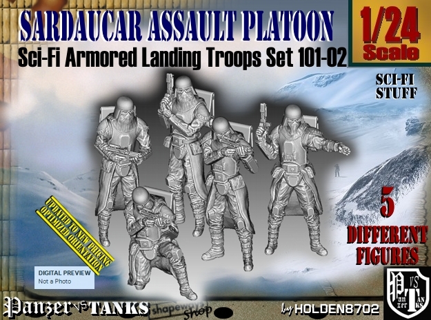 1/24 Sci-Fi Sardaucar Platoon Set 101-02 in White Natural Versatile Plastic