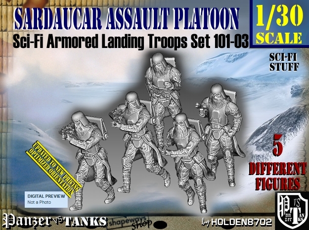 1/30 Sci-Fi Sardaucar Platoon Set 101-03 in White Natural Versatile Plastic