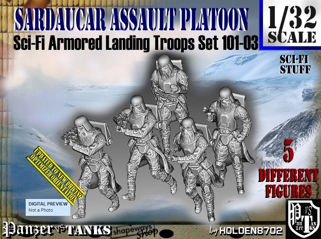 1/32 Sci-Fi Sardaucar Platoon Set 101-03 in Tan Fine Detail Plastic