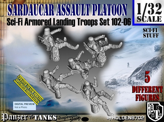 1/32 Sci-Fi Sardaucar Platoon Set 102-06 in Tan Fine Detail Plastic