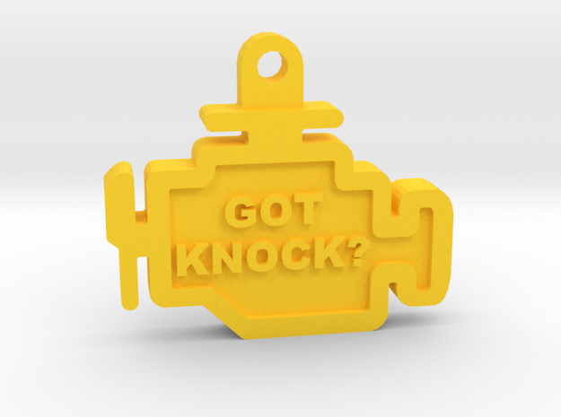 Got Knock Check Engine Keychain in Yellow Processed Versatile Plastic