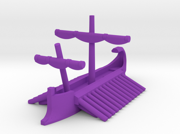Carthaginian Trireme Stowed Sail Game Pieces in Purple Processed Versatile Plastic: Extra Small