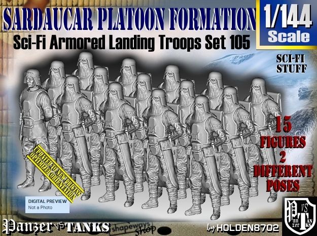 1/144 Sci-Fi Sardaucar Platoon Set 105 in Tan Fine Detail Plastic