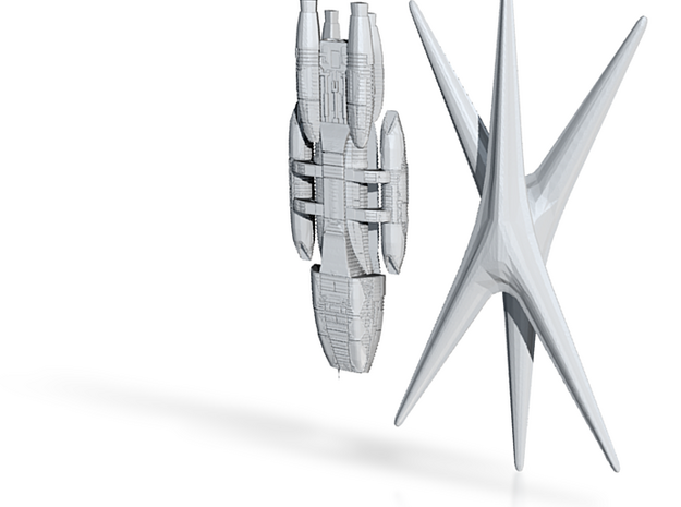 Battlestar Galactica 1:15000 And Cylon Basestar in Tan Fine Detail Plastic