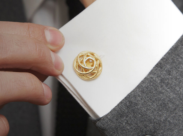 Merged Rings Cufflinks in Polished Gold Steel