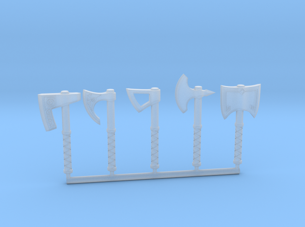 Miniature Axe Collection (without hand) in Smooth Fine Detail Plastic