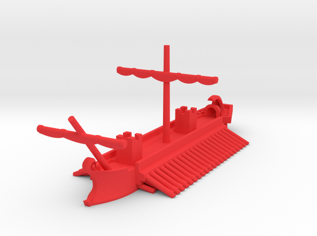 1/1200 Roman Tower Quinquereme Game Pieces in Red Processed Versatile Plastic: Extra Small